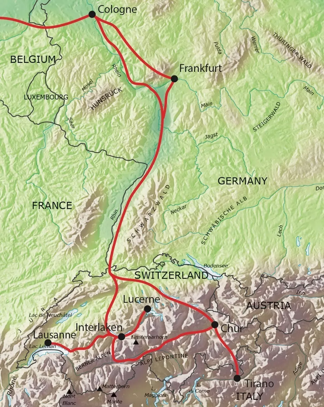 Tour route map Map