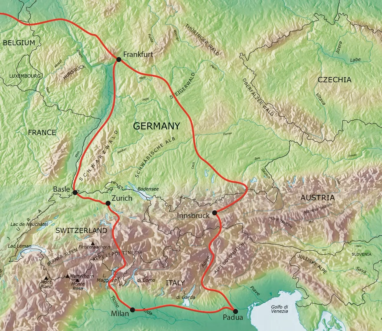 Tour route map Map