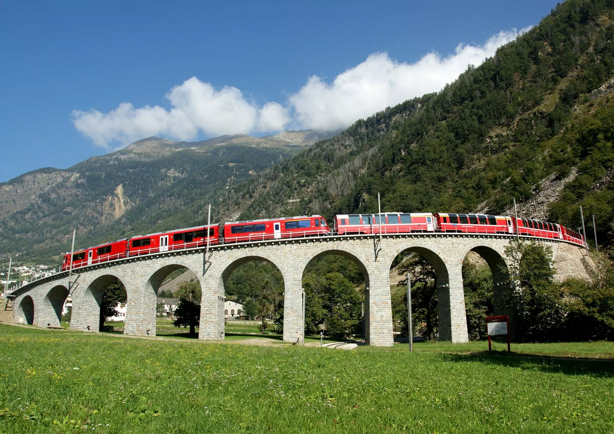 Train on viaduct