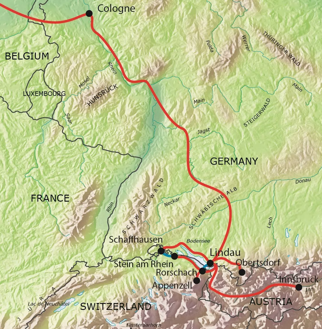 Tour route map Map